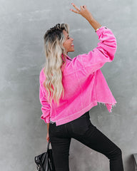 Paddington Distressed Cotton Corduroy Jacket - Hot Pink Sai Feel