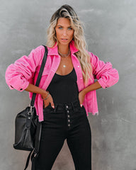 Paddington Distressed Cotton Corduroy Jacket - Hot Pink Sai Feel