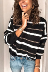 Paneled Metallic Striped Sweater Sai Feel