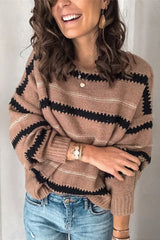 Paneled Metallic Striped Sweater Sai Feel