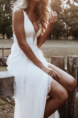 Patchwork Sleeveless V-Neck Floor-Length Plain Women's Dress Sai Feel