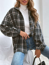 Plaid Drop Shoulder Button Up Coat Sai Feel