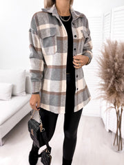 Plaid Drop Shoulder Flap Pocket Coat Sai Feel