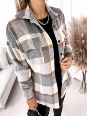 Plaid Drop Shoulder Flap Pocket Coat Sai Feel