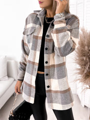 Plaid Drop Shoulder Flap Pocket Coat Sai Feel