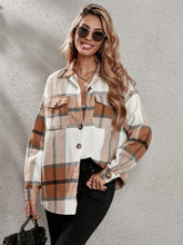 Plaid Flap Pocket Drop Shoulder Blouse Sai Feel