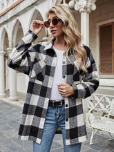 Plaid Front Pockets Overcoat Sai Feel