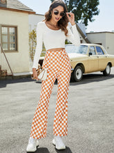 Plaid High Waist Flare Pants Sai Feel