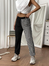 Plaid Print Two Tone High Waist Pants Sai Feel