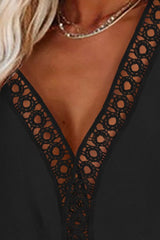 Plain V-Neck Patchwork Standard Women's Blouse Sai Feel