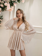 Plunging Neck Sequin Dress Sai Feel