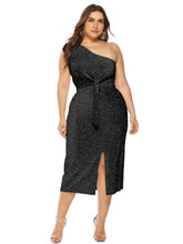 Plus Asymmetrical Neck Twist Tie Front Split Hem Dress Sai Feel
