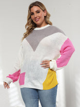 Plus Drop Shoulder Colorblock Sweater Sai Feel