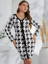 Plus Houndstooth Button Detail Bodycon Dress Sai Feel