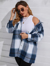 Plus Plaid Flap Pocket Drop Shoulder Coat Sai Feel