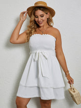 Plus Shirred Belted Tube Dress Sai Feel