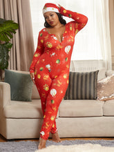 Plus Size Allover Print Christmas Jumpsuit Sai Feel