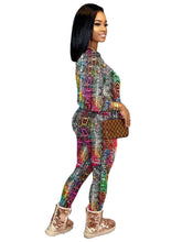 Plus Size Allover Print Sweatshirt &Pants Set Sai Feel