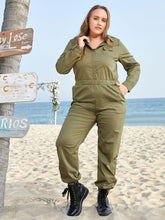 Plus Size Button Front Elastic Waist Jumpsuit Sai Feel