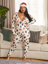 Plus Size Christmas Print Bodycon Jumpsuit Sai Feel