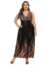 Plus Size Double V-Neck Smocked Waist Maxi Dress Tank Dress Sai Feel