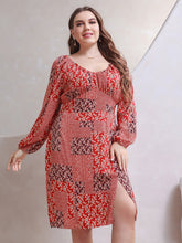 Plus Size Floral Print Dress Sai Feel