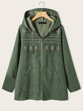 Plus Size Green Cardigan stripe woven commuter print coat Sai Feel