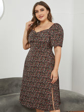 Plus Size Long floral collar and waist slit Dress Sai Feel