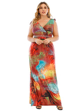 Plus Size M-6XL Surplice Front Elastic Waist Multicolor Fantastic Maxi Dress Sai Feel