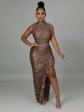 Plus Size Metallic Halter Dress Sai Feel