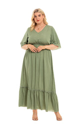 Plus Size O Neck Swing Long Maxi Dress Sai Feel