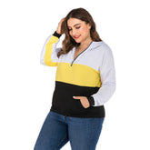 Plus Size Oversized Color Block Half Zip Sweatshirt Sai Feel