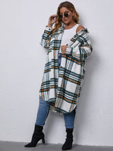 Plus Size Plaid Button Front Coat Sai Feel