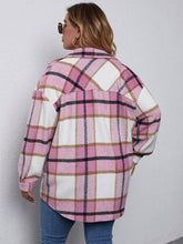 Plus Size Plaid Button Front Jacket Sai Feel