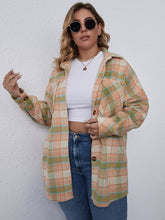 Plus Size Plaid Button Front Jacket Sai Feel