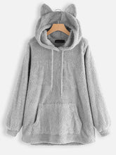 Plus Size Plush Drawstring Teddy Hoodie Sai Feel