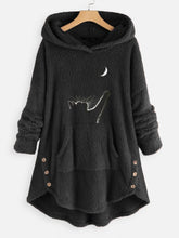 Plus Size Plush Solid Color Embroidery Hoodie Coat Sai Feel