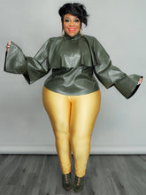 Plus Size Ruffle PU Leather Top Sai Feel