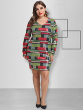 Plus Size Sequins Geometric Pattern Bodycon Dress Sai Feel