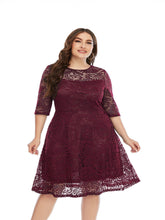 Plus Size Short Sleeve Round Neck Mini Lace Dress Sai Feel