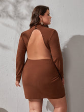 Plus Size Solid Backless Bodycon Dress Sai Feel
