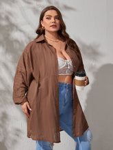 Plus Size Solid Button Front Shirt Sai Feel