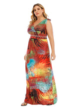 Plus Size Tie Shoulder Smocked Waist Maxi Dress Sai Feel