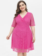 Plus Size V Neck Lace Dress Sai Feel