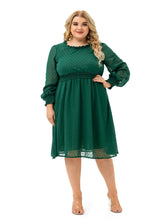 Plus Size Women's Fashion Spring Long Sleeve Smocking Midi Dress Sai Feel