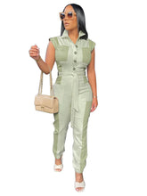 Plus Size Zip Front Tie Waist Shirt Jumpsuit Sai Feel