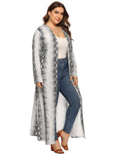 Plus Snakeskin Print Open Front Longline Coat Sai Feel