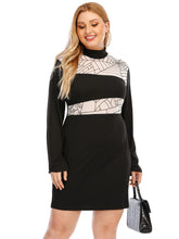 Plus Stand Collar Colorblock Dress Sai Feel