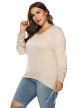 Plus V Neck Drawstring Detail Tee Sai Feel