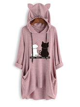 Plus size cat ears printing loose print hoodie Sai Feel